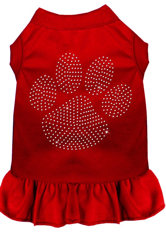 Rhinestone Clear Paw Dress Red Med